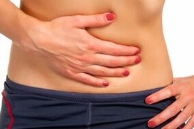 Abdominal pain due to the presence of parasites in the body